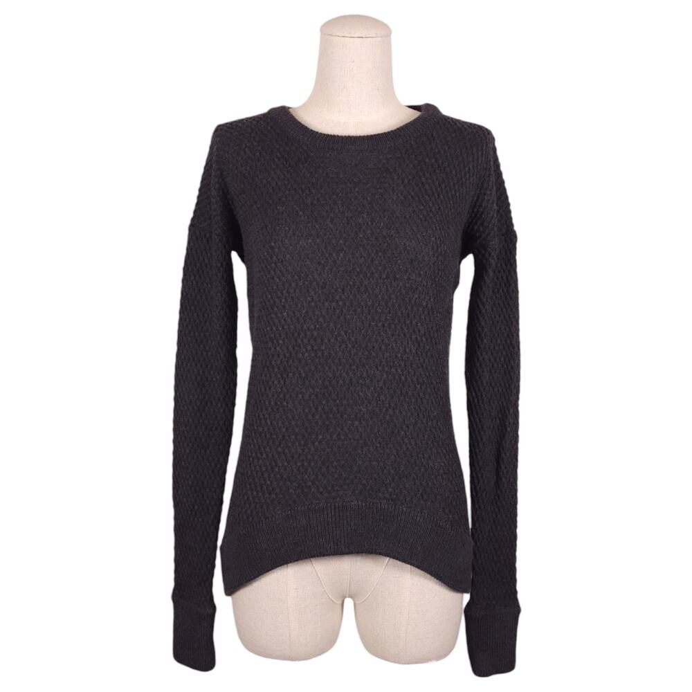 Lululemon Yogi Crew Merino Wool Sweater Heathered Black Sz 2